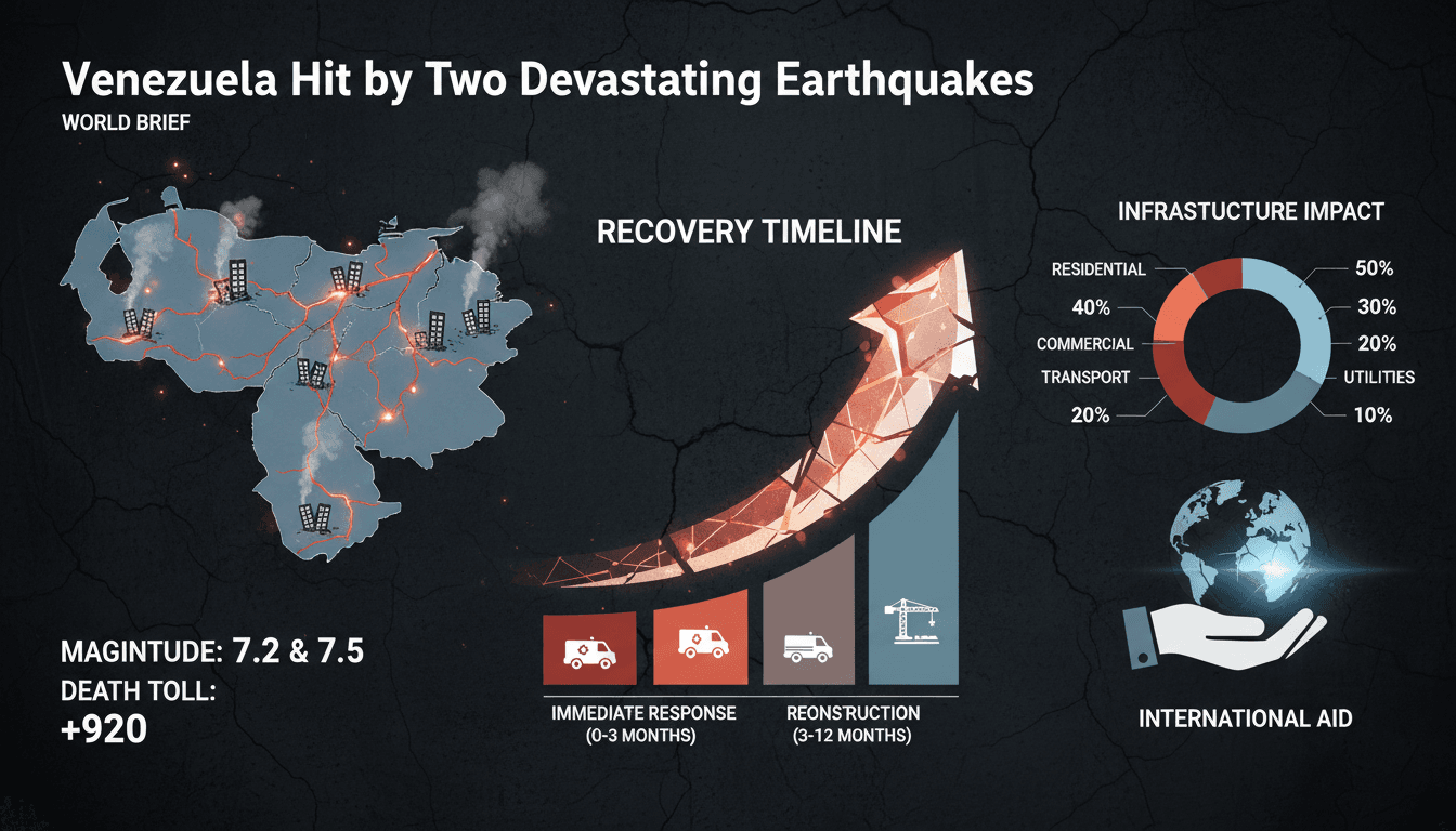 Aerial view of destruction caused by earthquakes in Venezuela