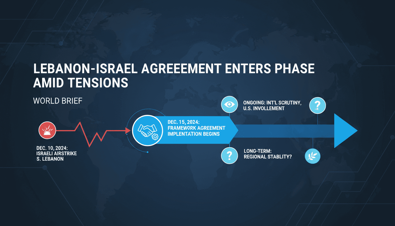 Map highlighting Lebanon and Israel with military tension indicators.