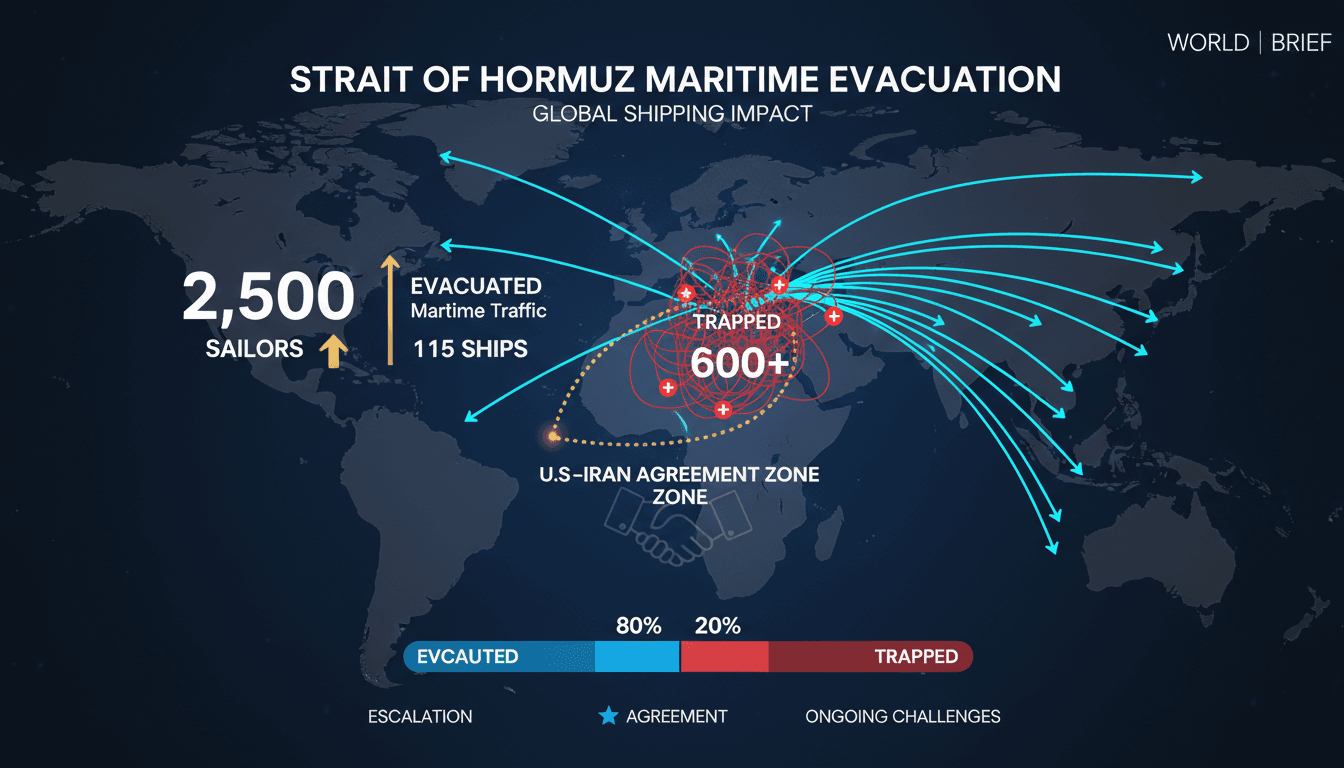 Evacuation of 2,500 sailors and 115 ships from Strait of Hormuz amid U.S.-Iran agreement