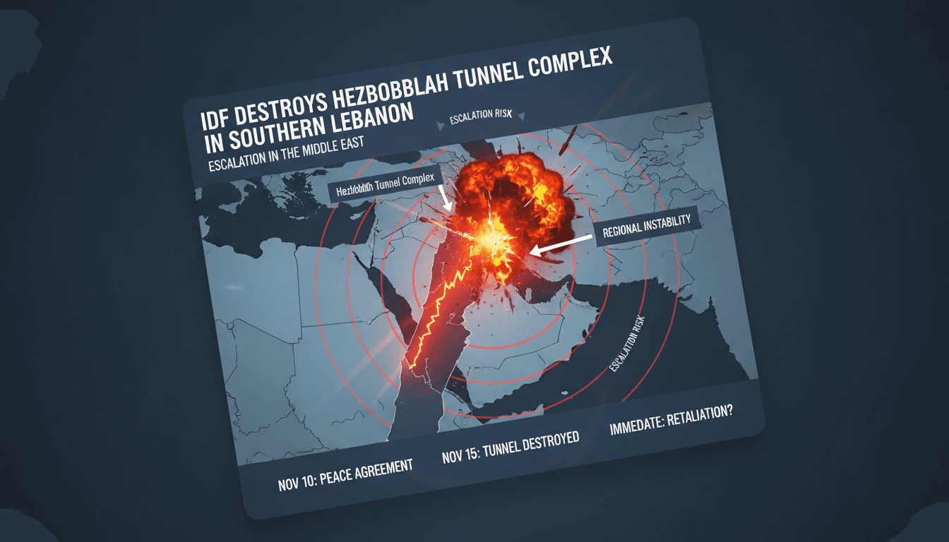 IDF Destroys Hezbollah Tunnel Complex in Southern Lebanon