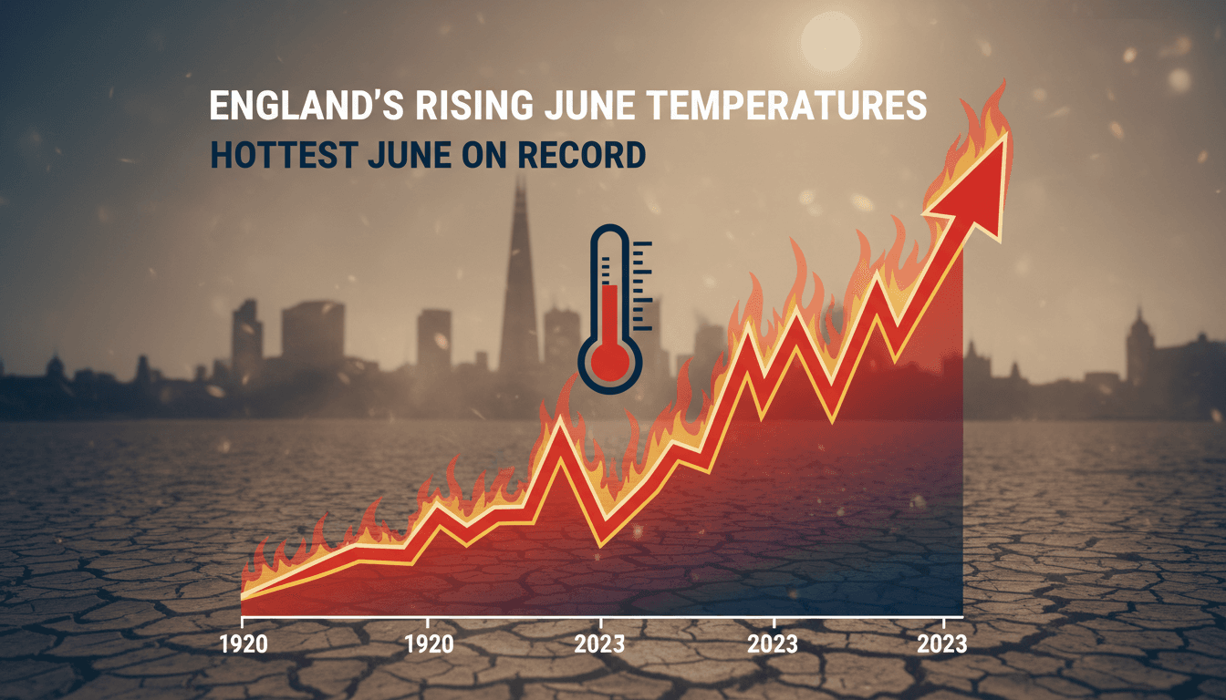 A graphic showing temperature trends in England during June 2026.