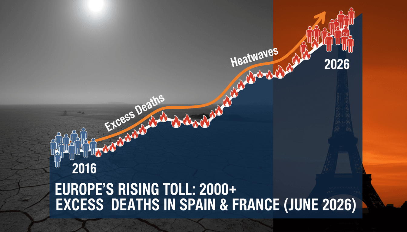 Severe heatwave in Spain and France leads to over 2000 excess deaths