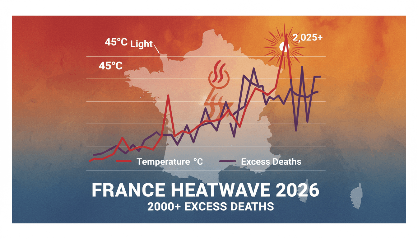 A graphic showing the impact of the June 2026 heatwave in France on public health.