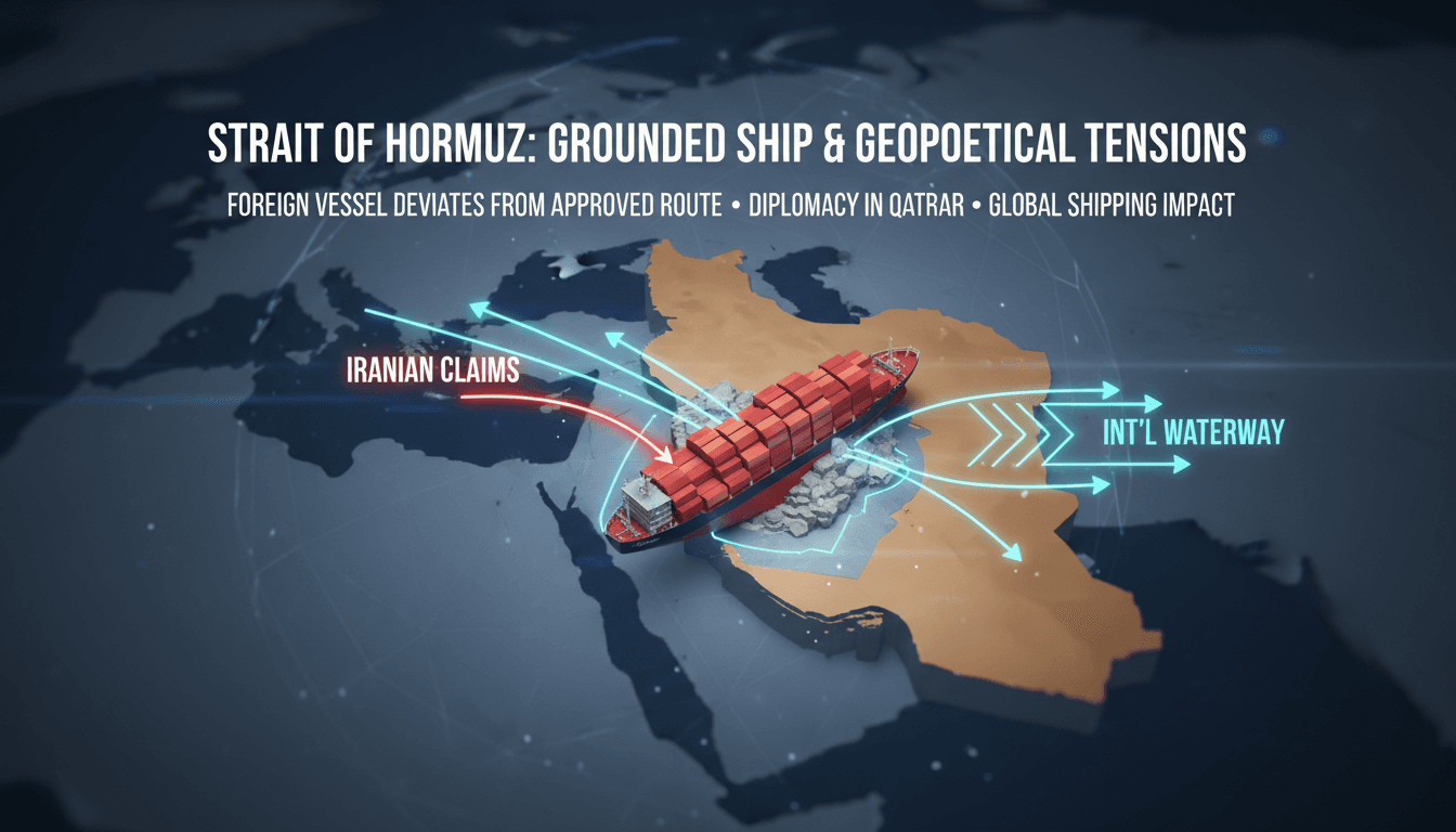 Foreign container ship runs aground in Strait of Hormuz amid Iran's navigation claims