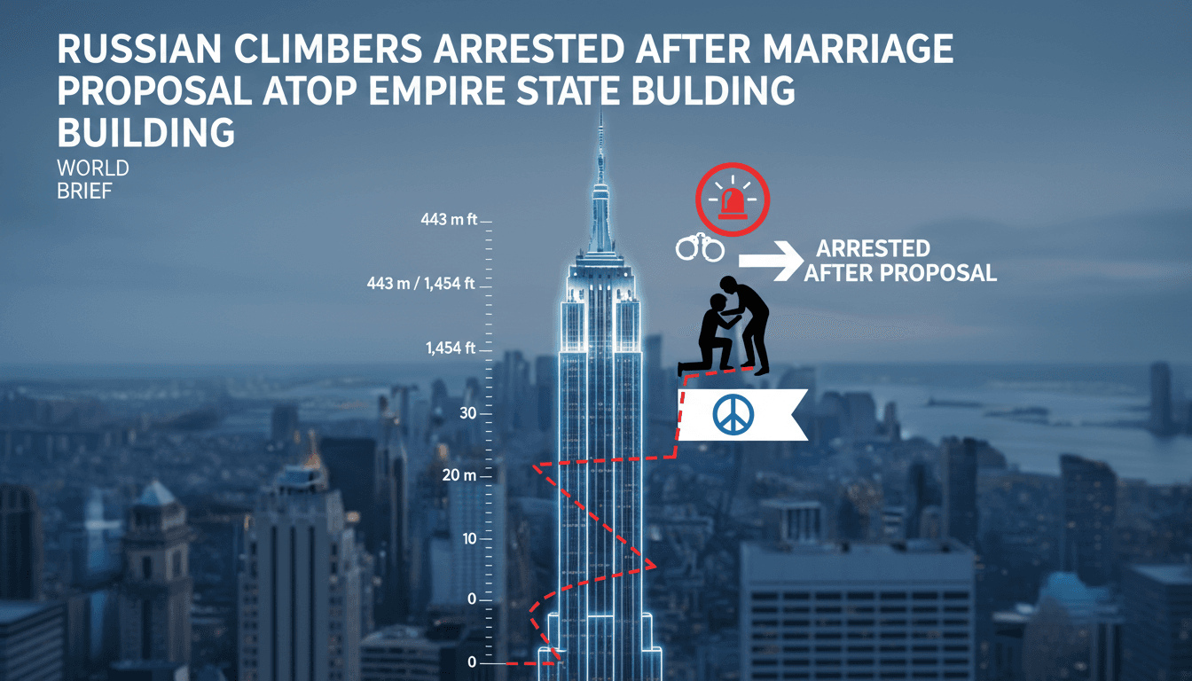 Russian climbers proposing marriage atop the Empire State Building