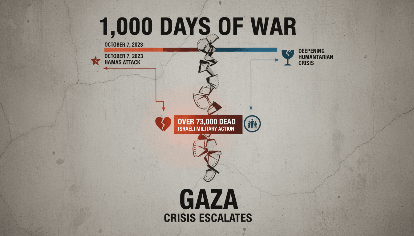 A somber view of Gaza reflecting the ongoing humanitarian crisis.
