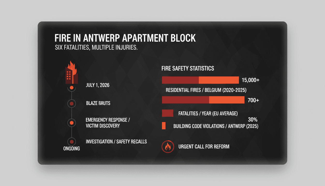 Fire in Antwerp apartment block results in six fatalities and multiple injuries