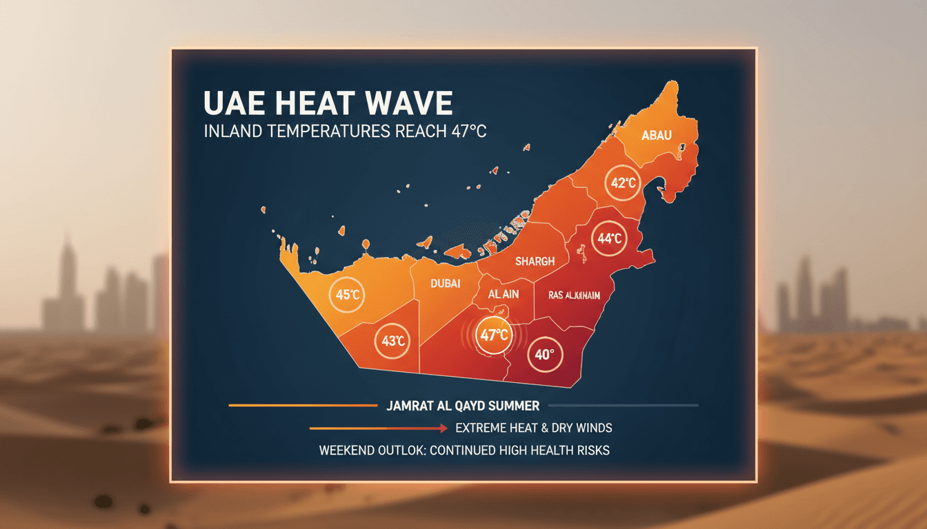 A sun-drenched landscape in the UAE during a heat wave.