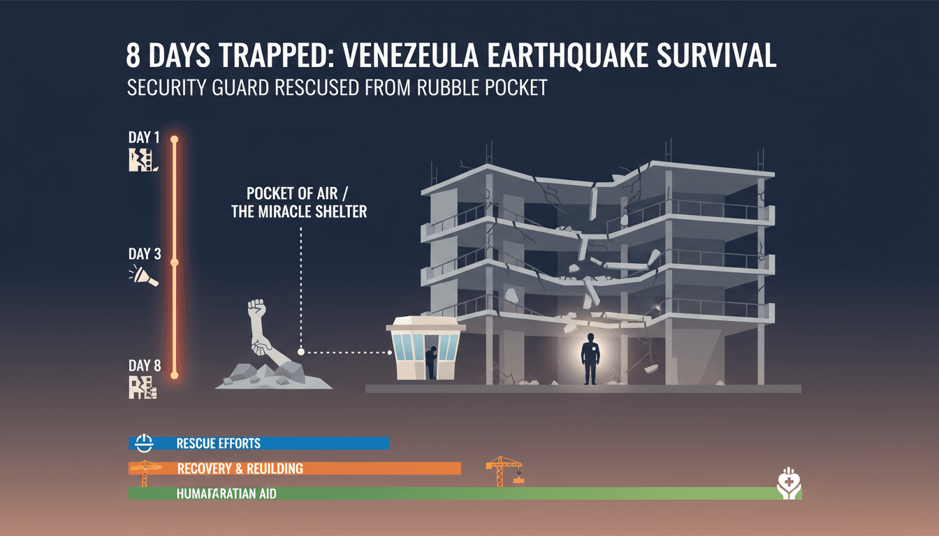 Security guard rescued after eight days trapped in Venezuelan earthquake rubble