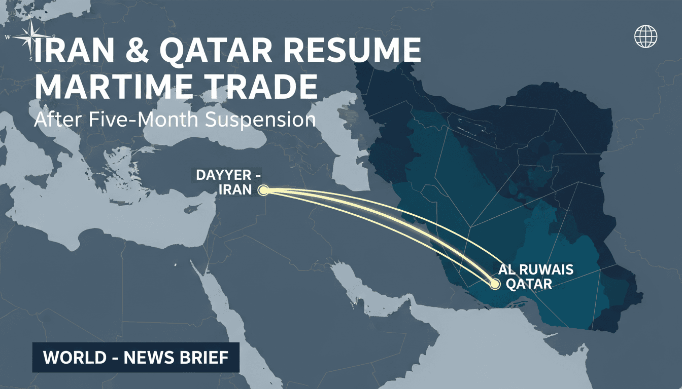 Map showing maritime trade routes between Iran and Qatar