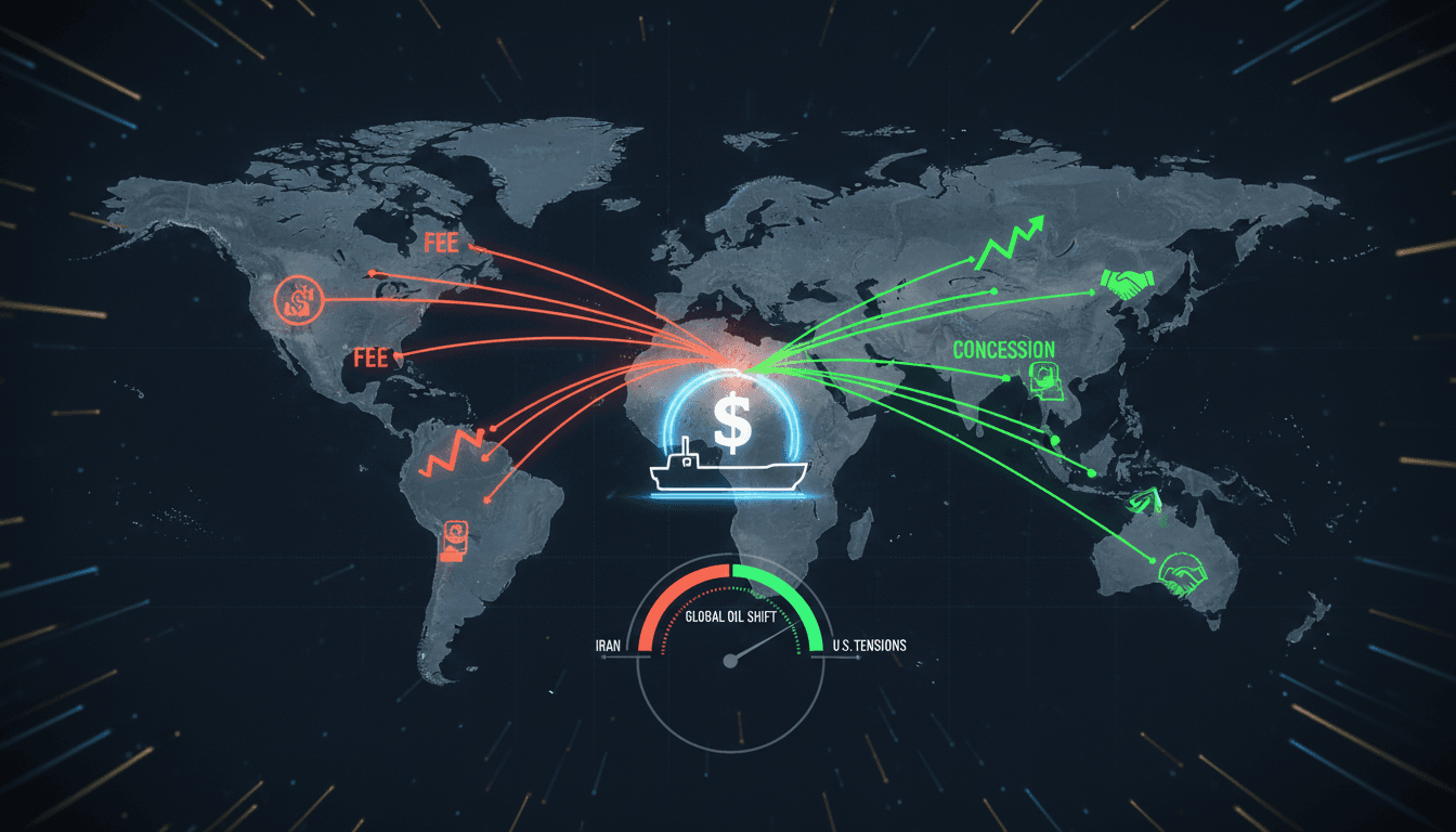 Map of the Strait of Hormuz showing shipping routes and new fees impact.