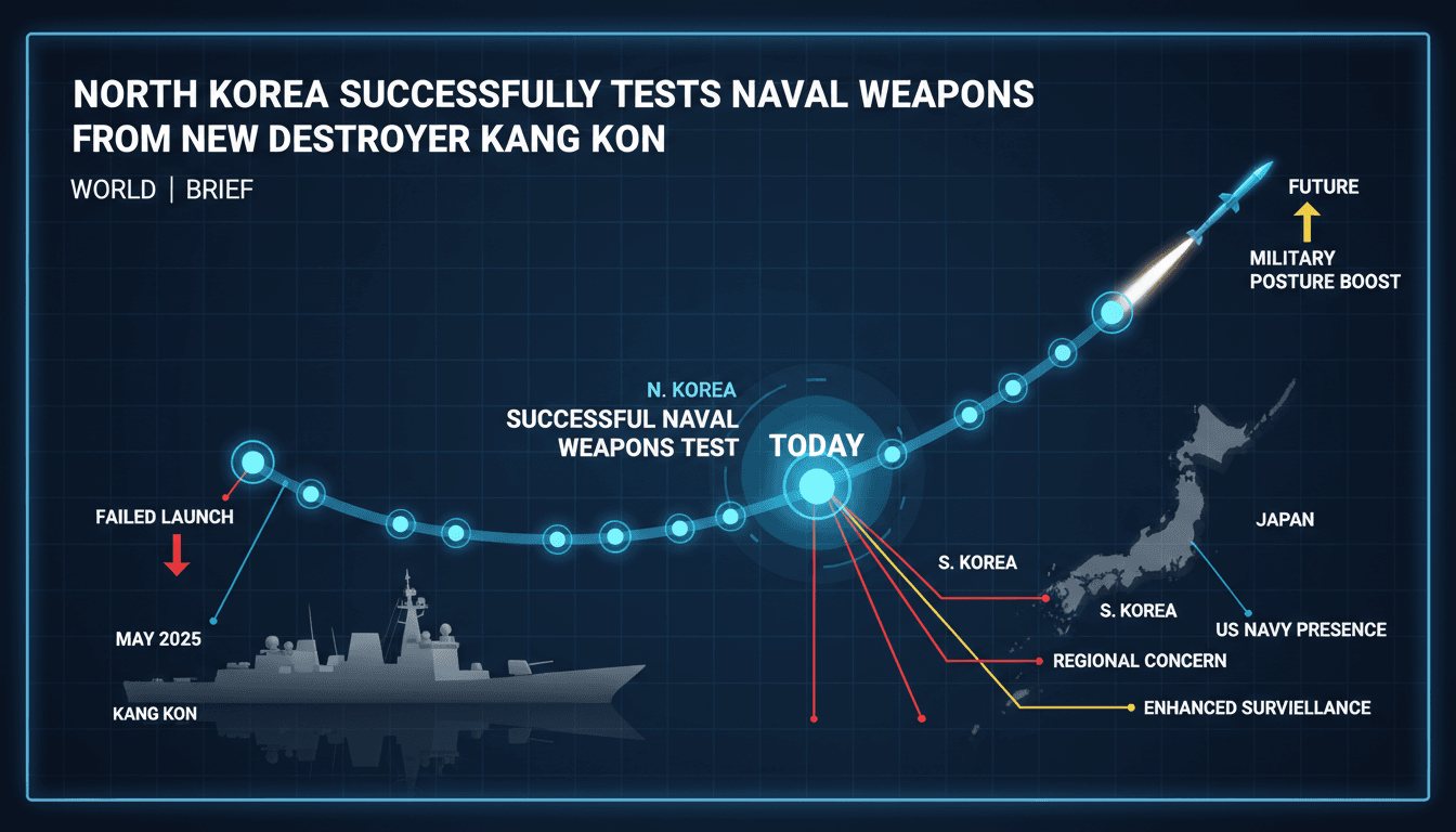 North Korea successfully tests naval weapons from new destroyer Kang Kon