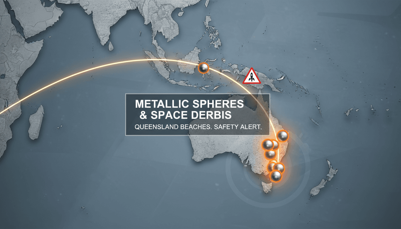 Metallic spheres discovered on Queensland beaches linked to space debris.