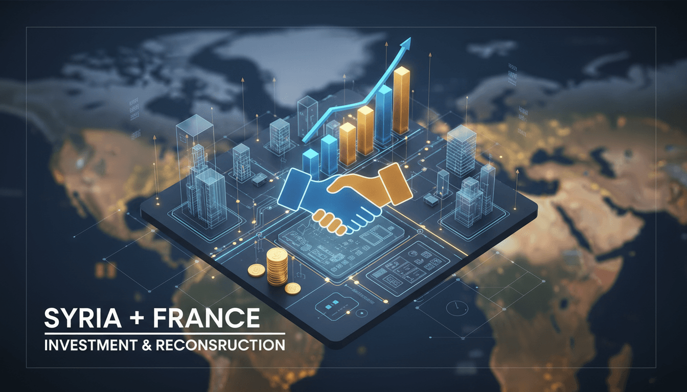 Syrian and French leaders discussing investment and reconstruction initiatives.
