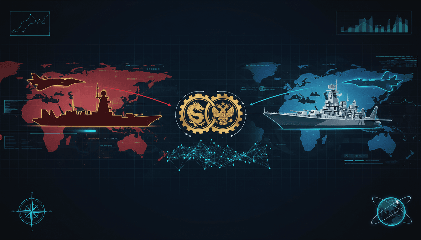 Naval exercises between China and Russia showcasing military collaboration.