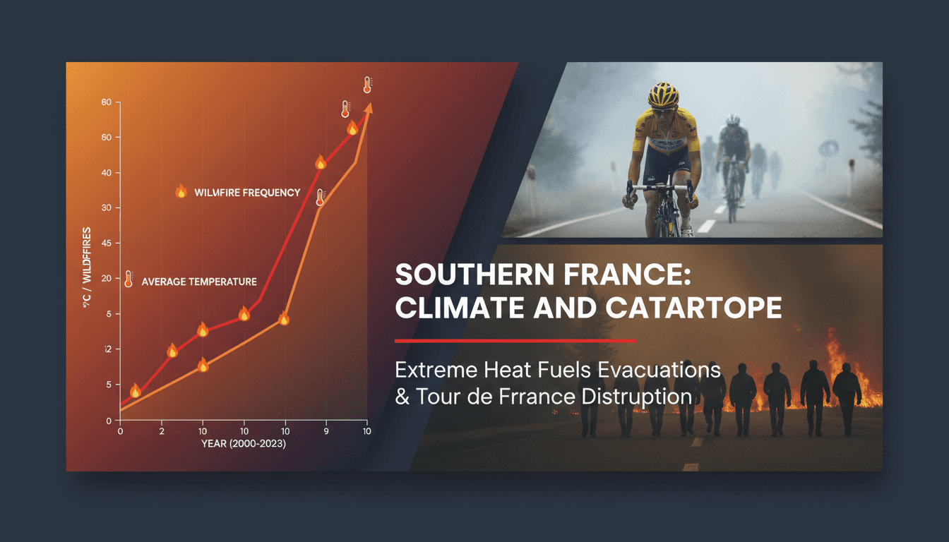 Evacuated residents and Tour de France disruptions due to wildfires in southern France.