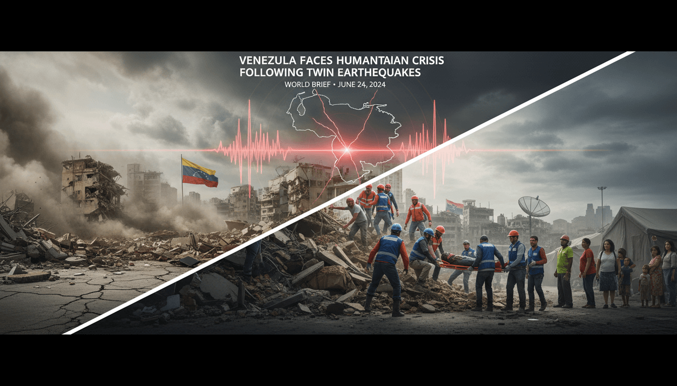 Rescue teams working in the aftermath of Venezuela's twin earthquakes.