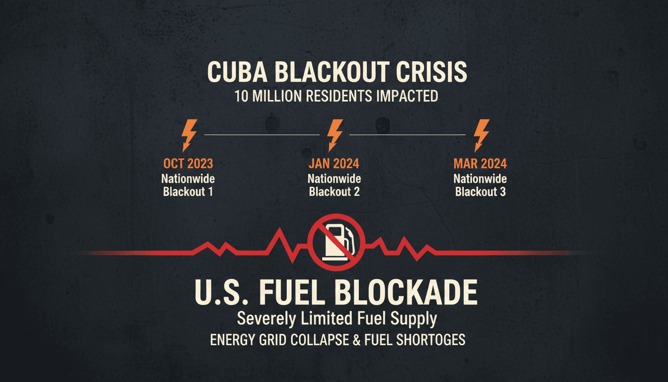 Cuba faces third nationwide blackout in six months impacting nearly 10 million residents