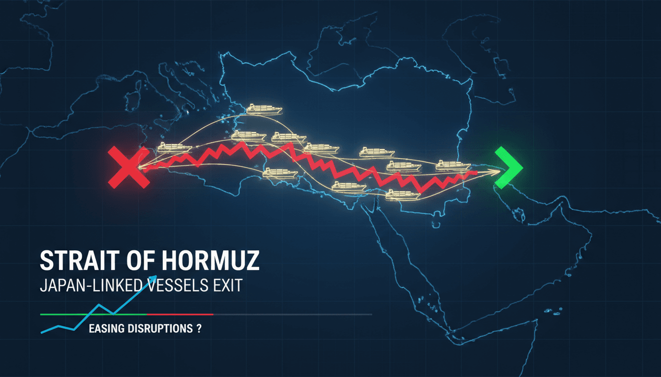Japan-linked vessels navigating the Strait of Hormuz after months of being stranded.