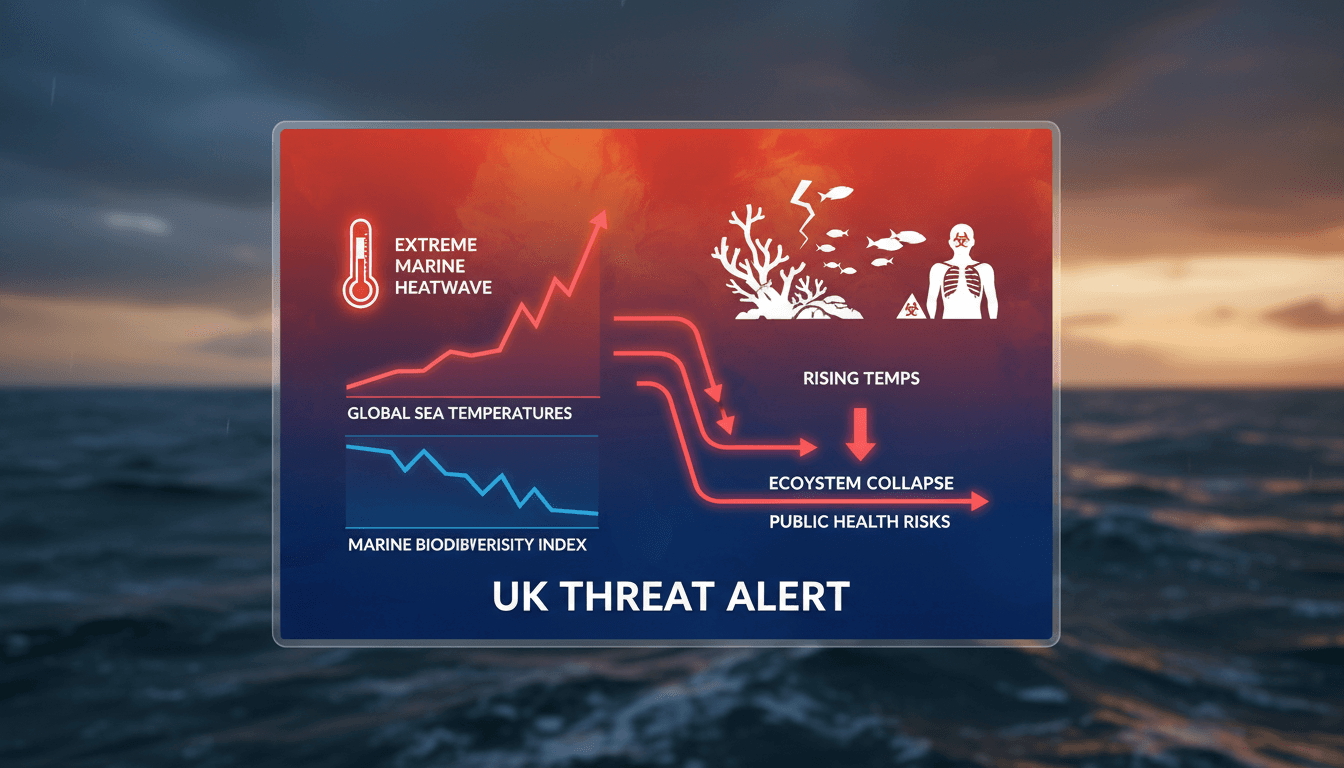 A graphic showing the impact of marine heatwaves on ecosystems and health.