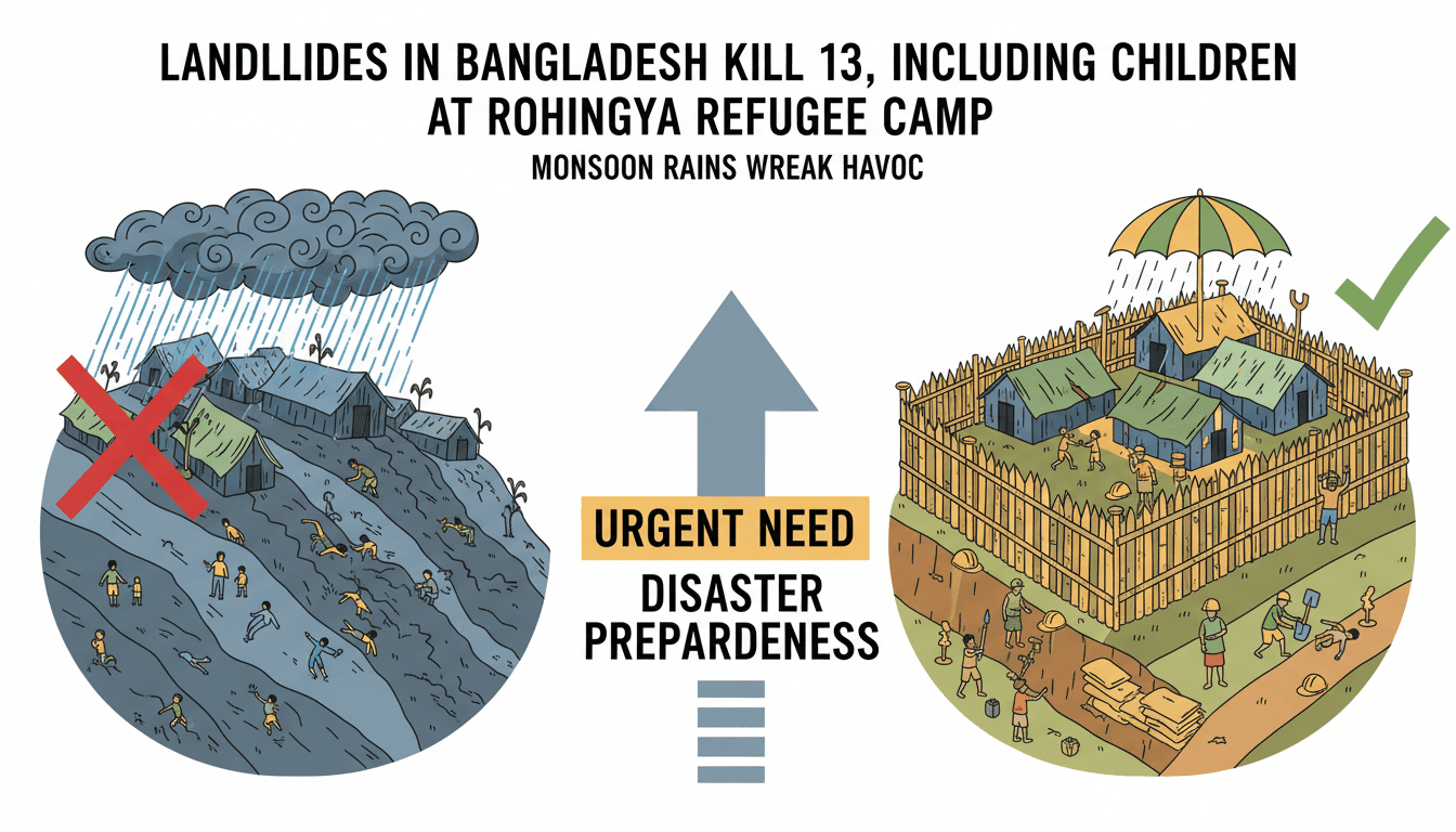 Rescue operations in Bangladesh following deadly landslides in a Rohingya refugee camp.