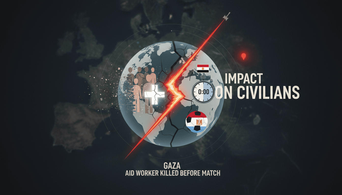 Scene of devastation in Gaza following missile strike on aid workers.
