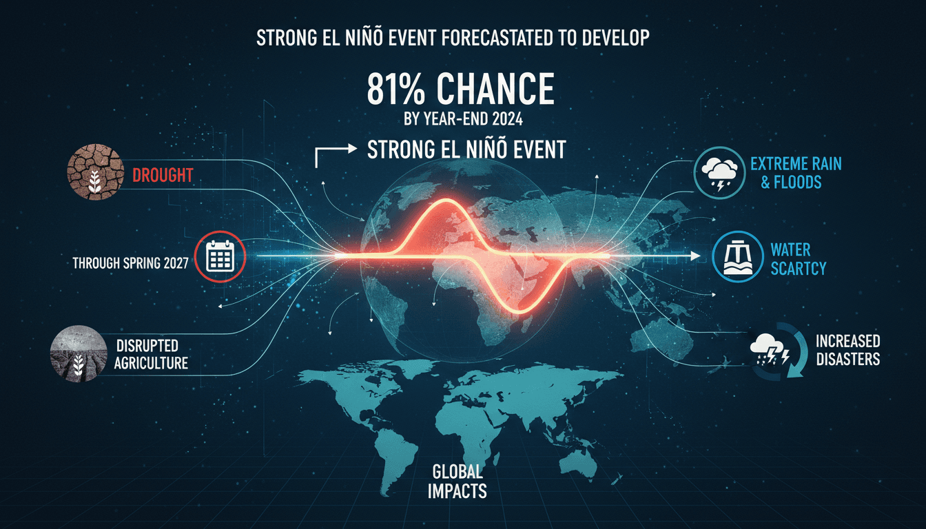 Infographic showing the impacts of El Niño on global weather patterns.