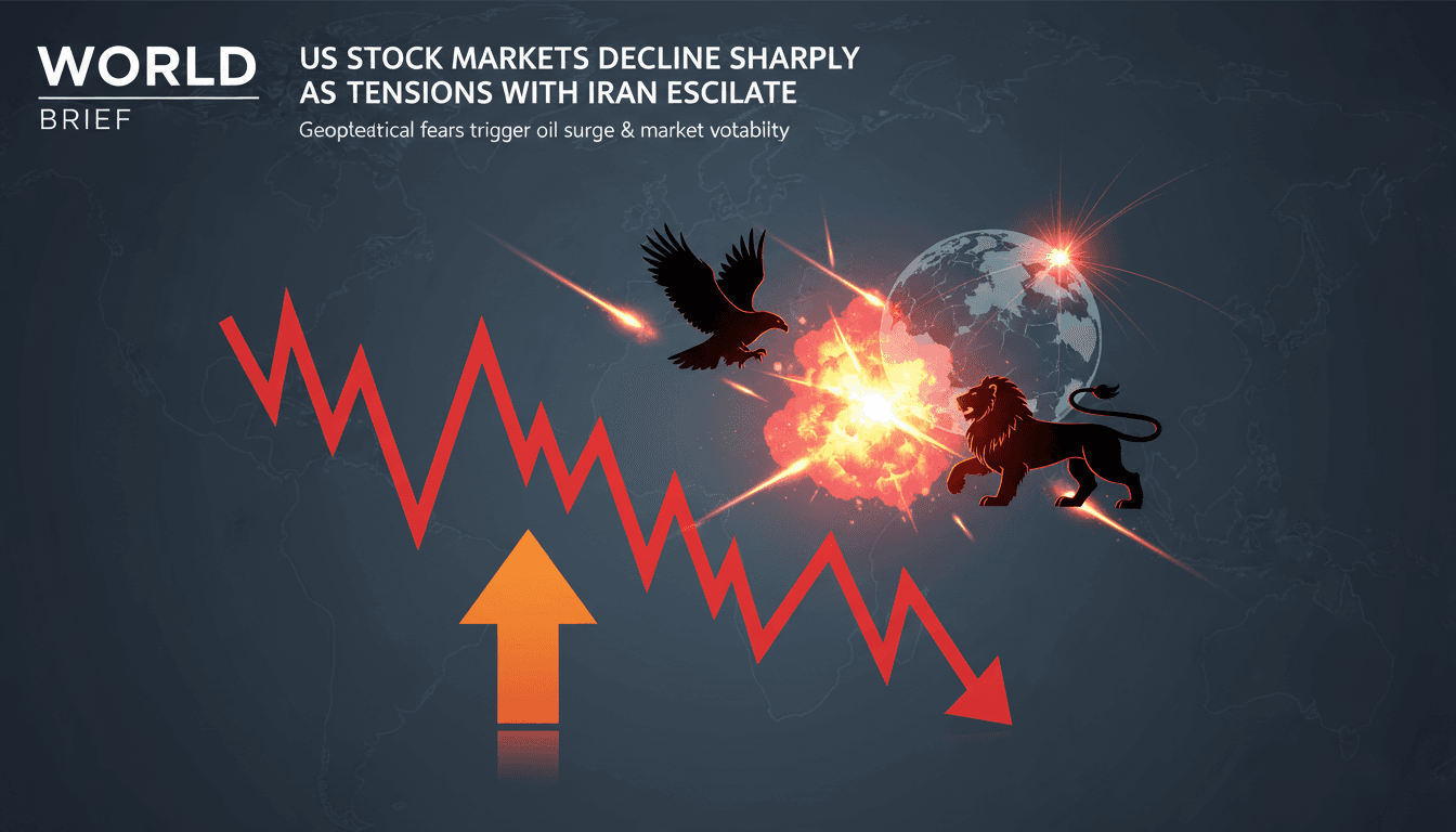 Stock market decline graphic related to US-Iran tensions