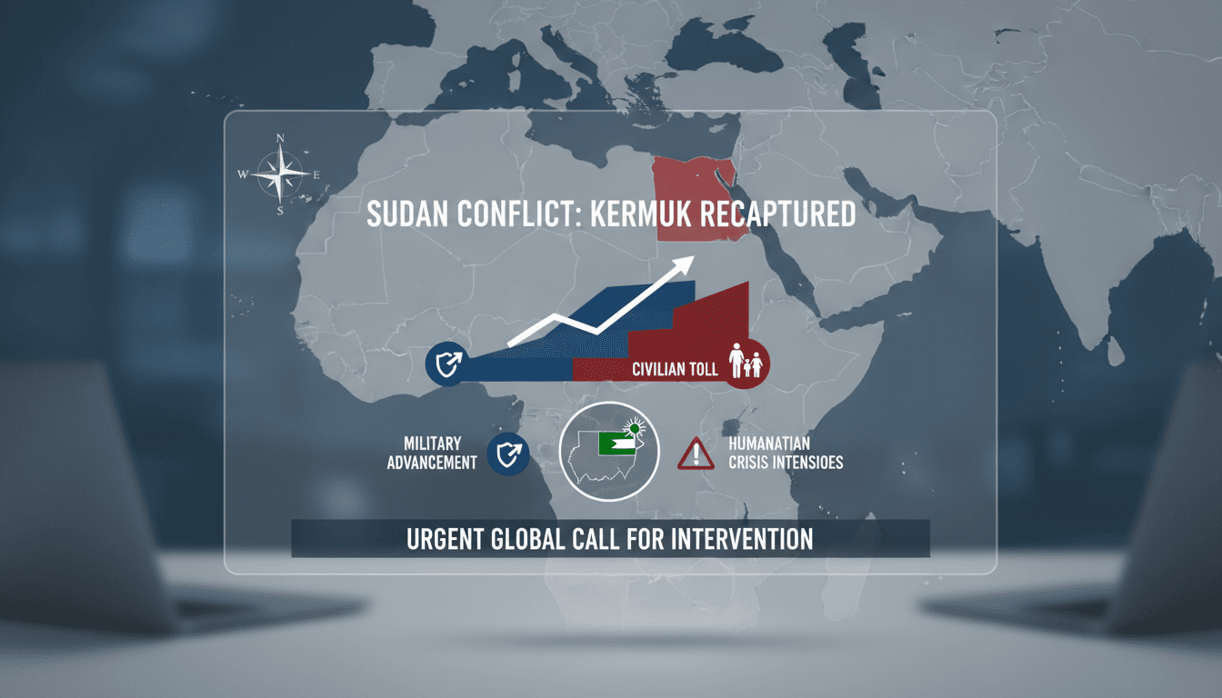 Map showing the strategic location of Kermuk in Sudan and the ongoing conflict dynamics.