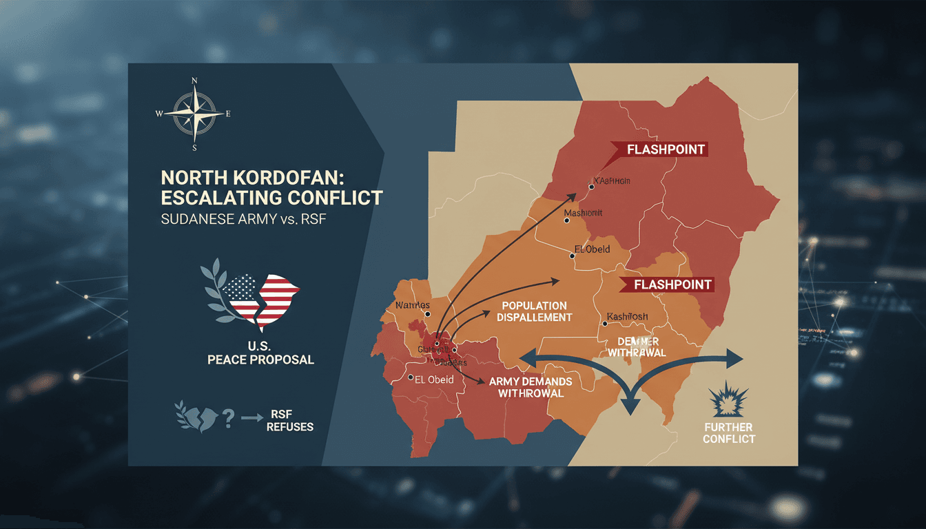 Map of North Kordofan showing military control and conflict zones.