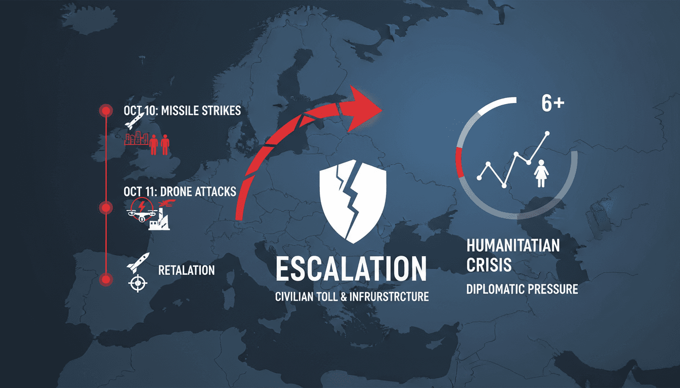 Russian missile strikes on Ukraine leading to civilian casualties and retaliatory actions.