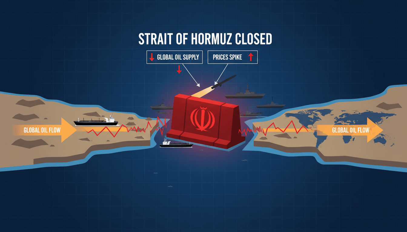 Map showing the Strait of Hormuz and its significance in global oil trade.
