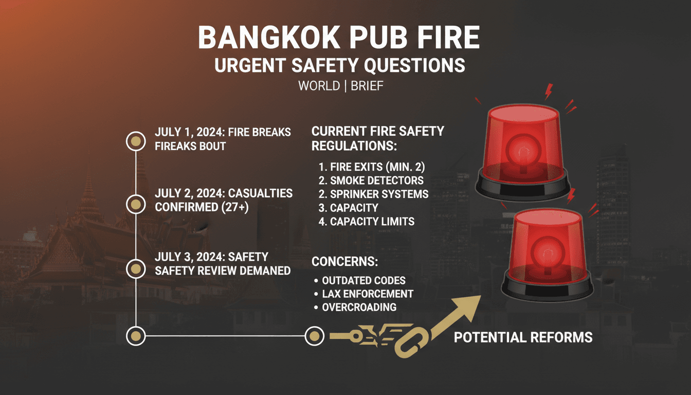 Firefighters responding to a blaze at a Bangkok pub