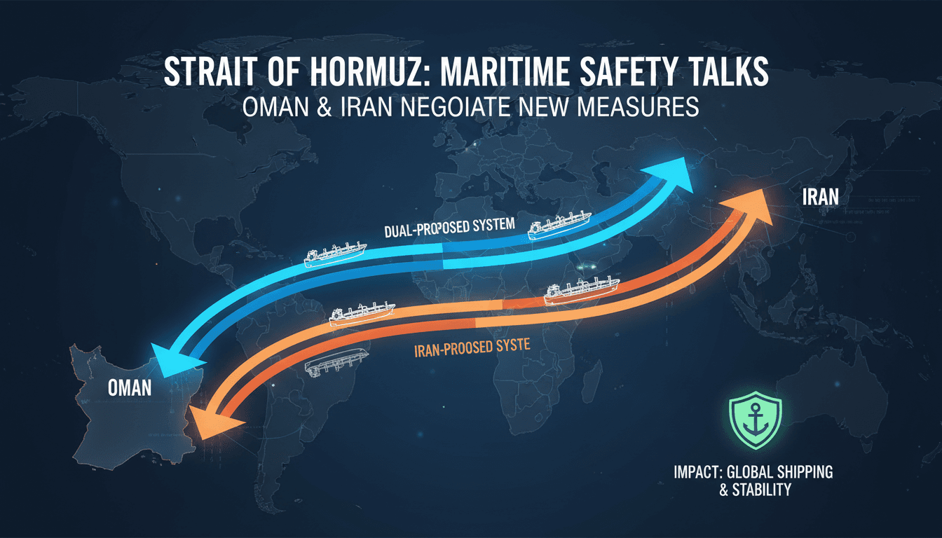 Map illustrating the proposed dual-route system for maritime navigation in the Strait of Hormuz.