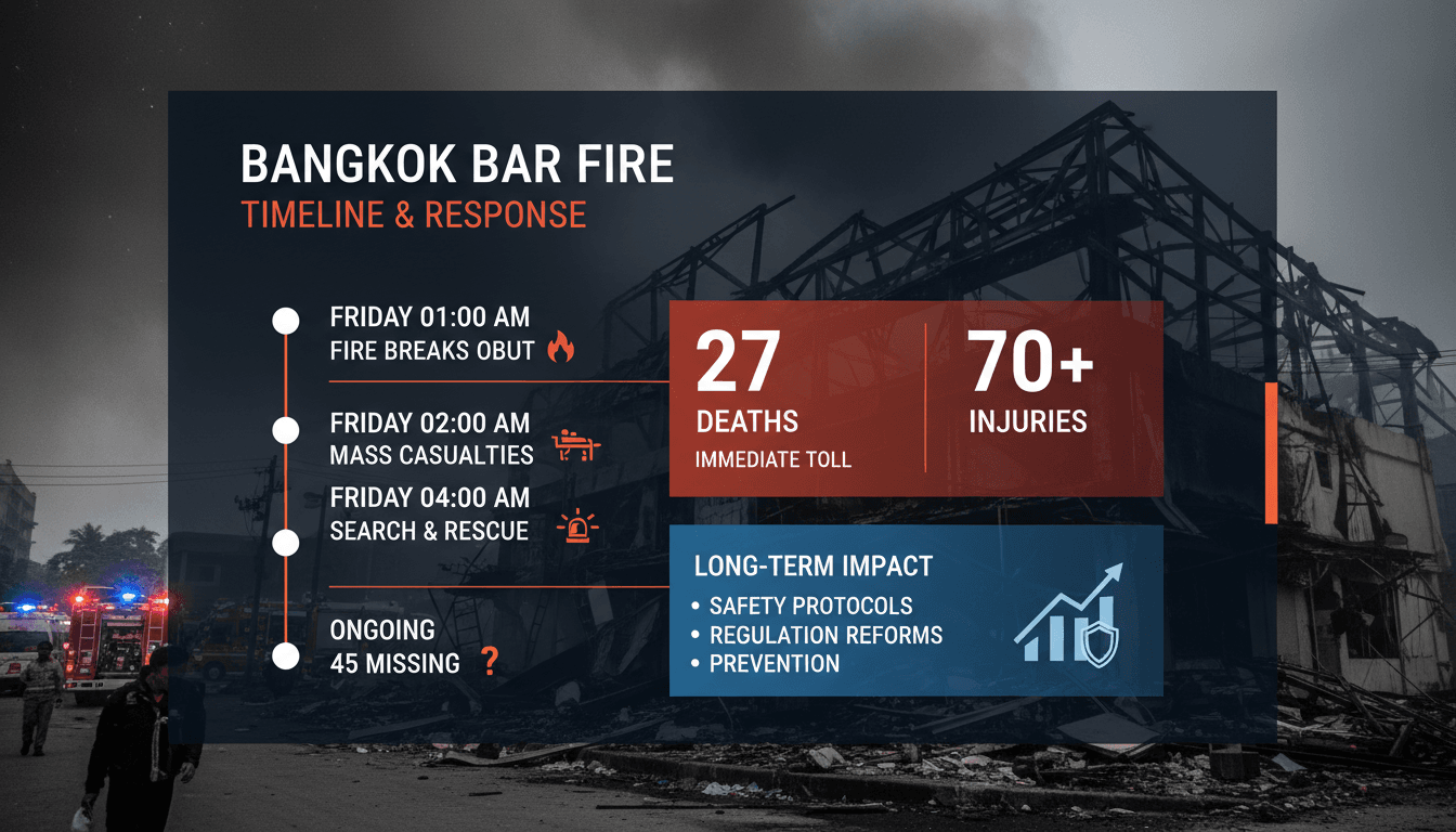 Emergency responders at the scene of the Bangkok bar fire