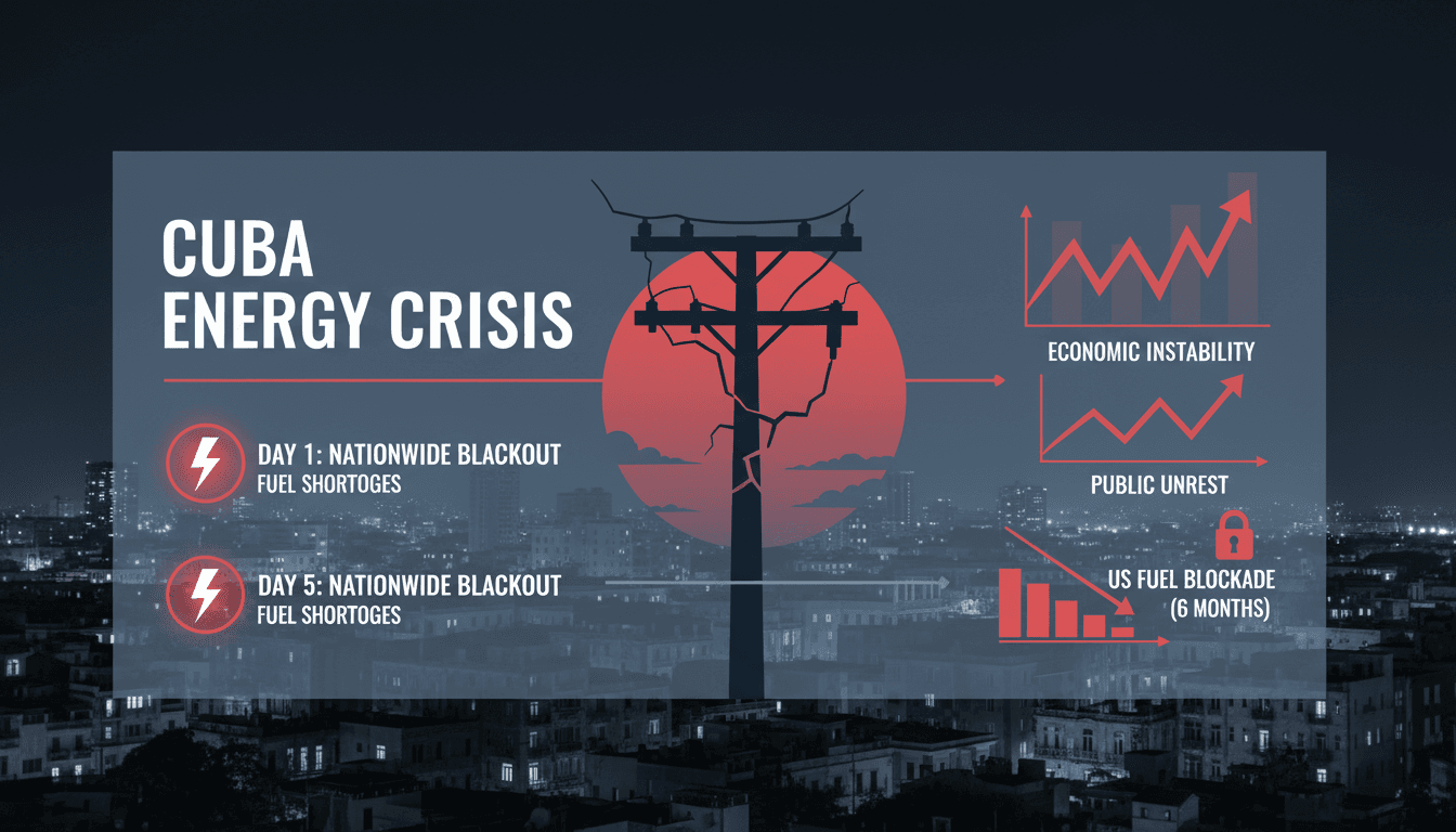 A visual representation of Cuba's energy crisis and recent blackouts.