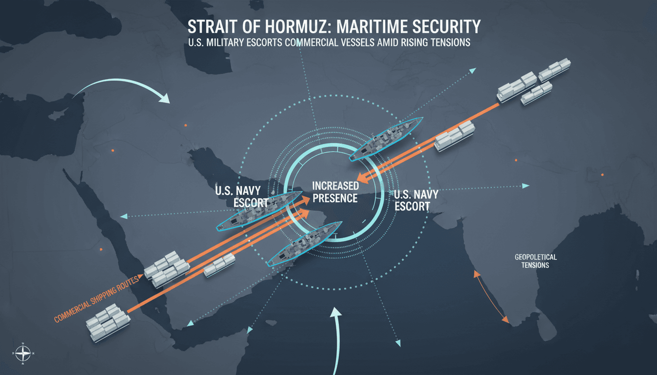 U.S. military escorting commercial vessels in the Strait of Hormuz