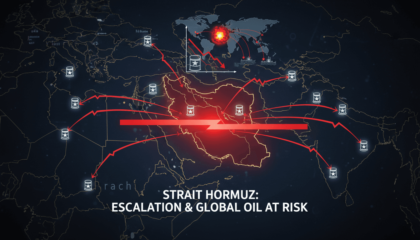 Map highlighting the Strait of Hormuz and U.S. military bases in the Gulf region.