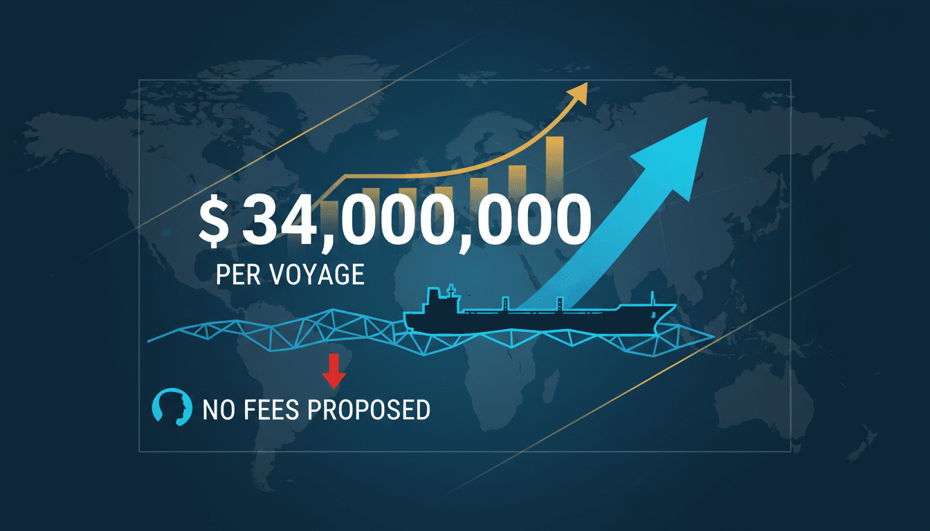 Illustration of the Strait of Hormuz with supertankers and economic impact graphics.