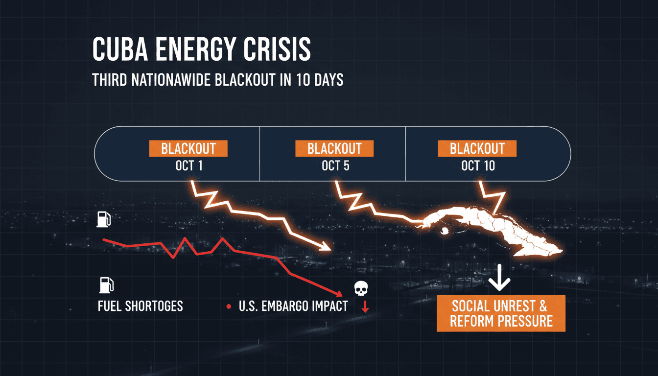 A view of Cuba's power grid during a blackout.