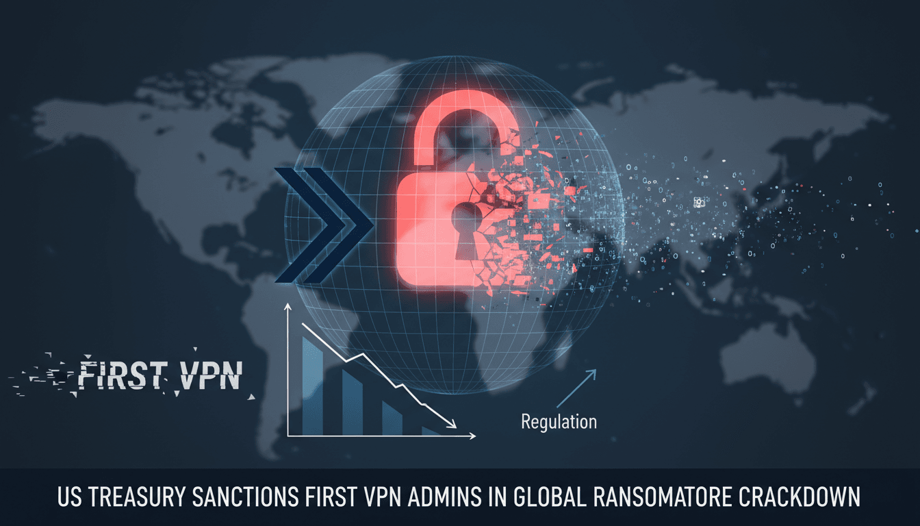US Treasury building with digital security graphics