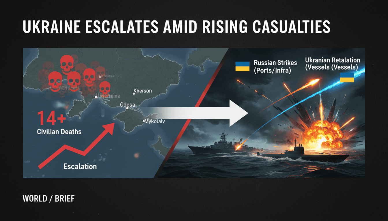 Map showing the escalation of military conflict between Ukraine and Russia in the Black Sea region.
