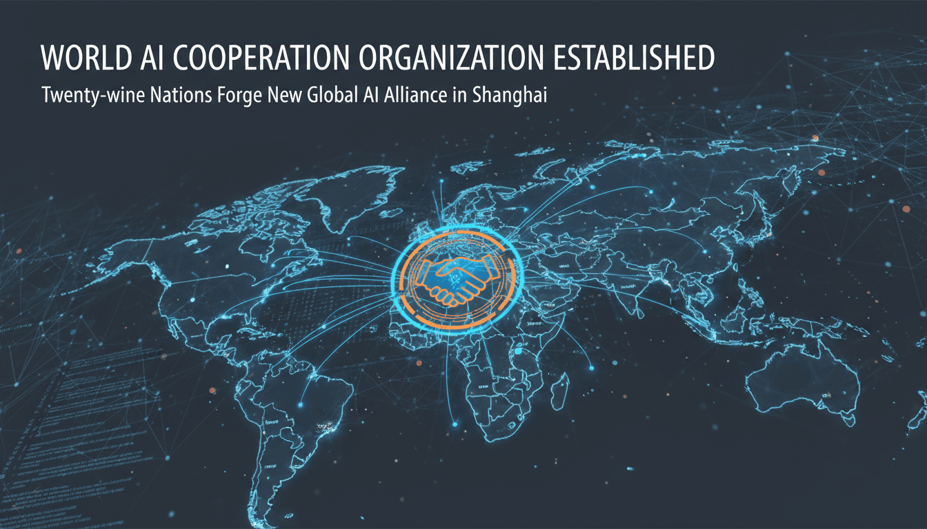 Illustration of the World AI Cooperation Organization's global impact on AI governance.