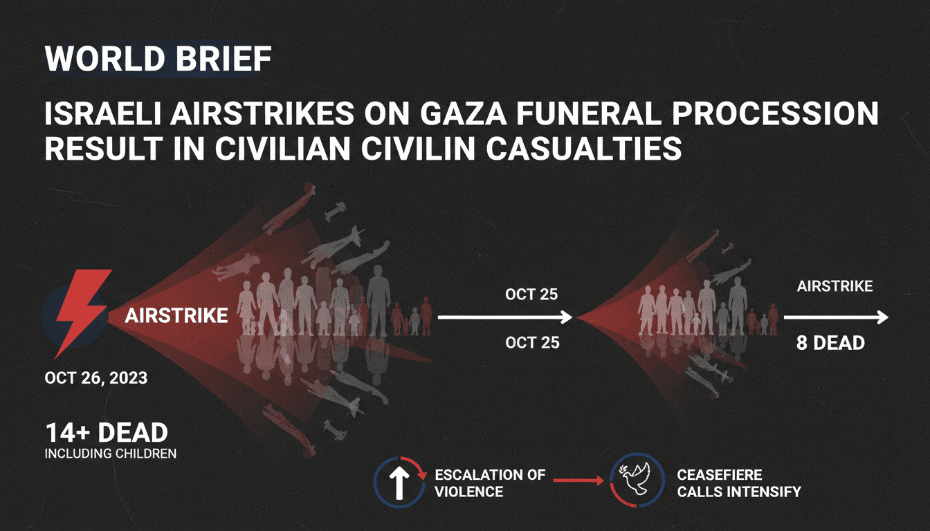 Scene of devastation following Israeli airstrikes on a Gaza funeral procession.