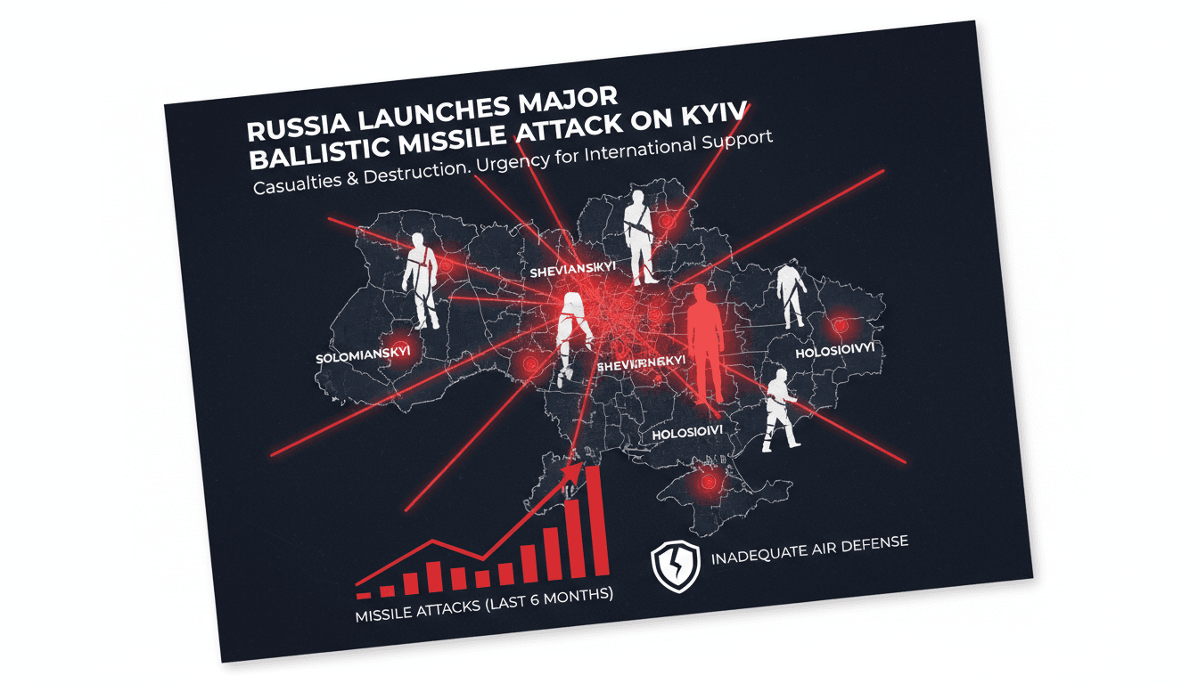 Destruction in Kyiv following a major missile attack by Russia.