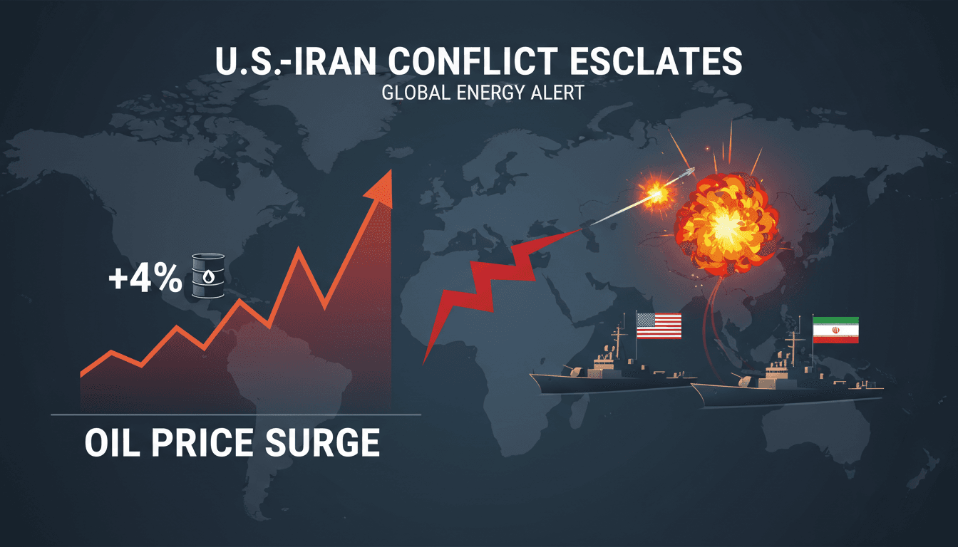 Graph showing the rise in oil prices amid U.S.-Iran military tensions