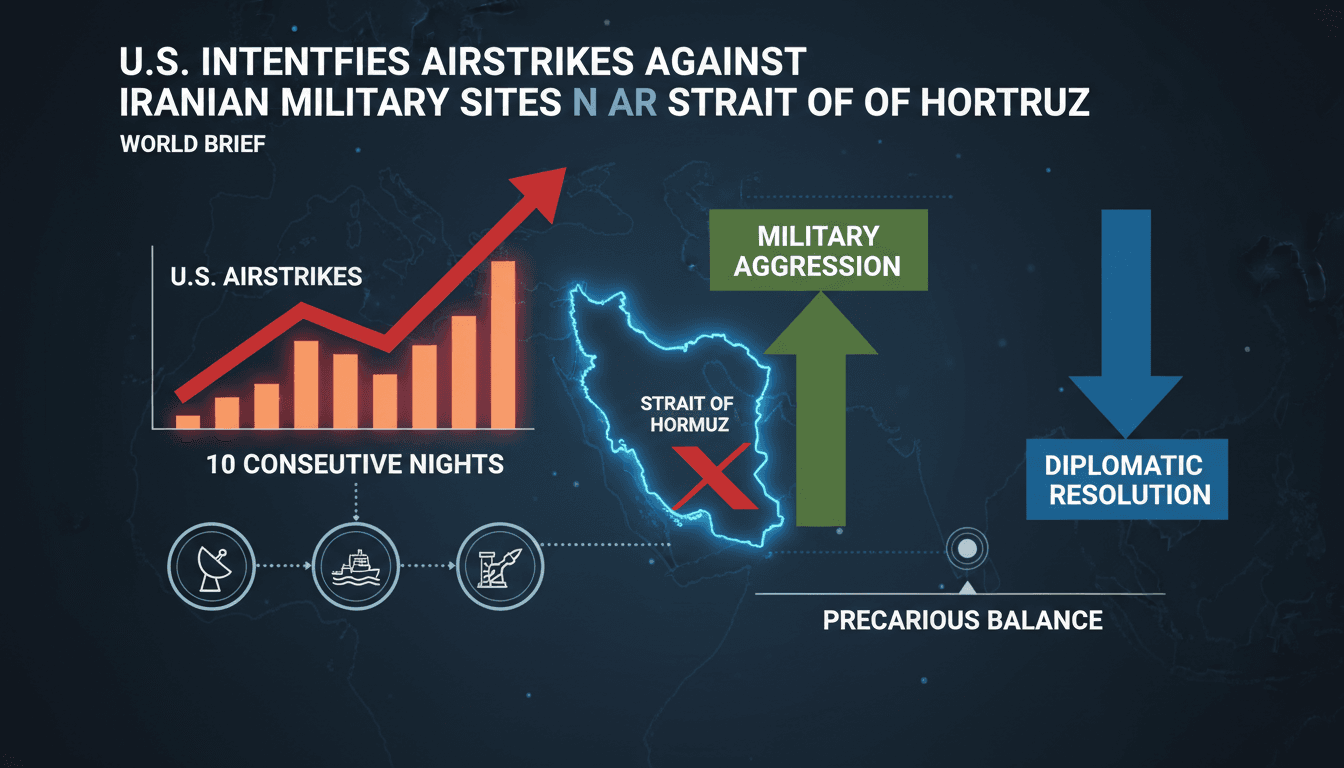 U.S. military airstrikes targeting Iranian sites near the Strait of Hormuz