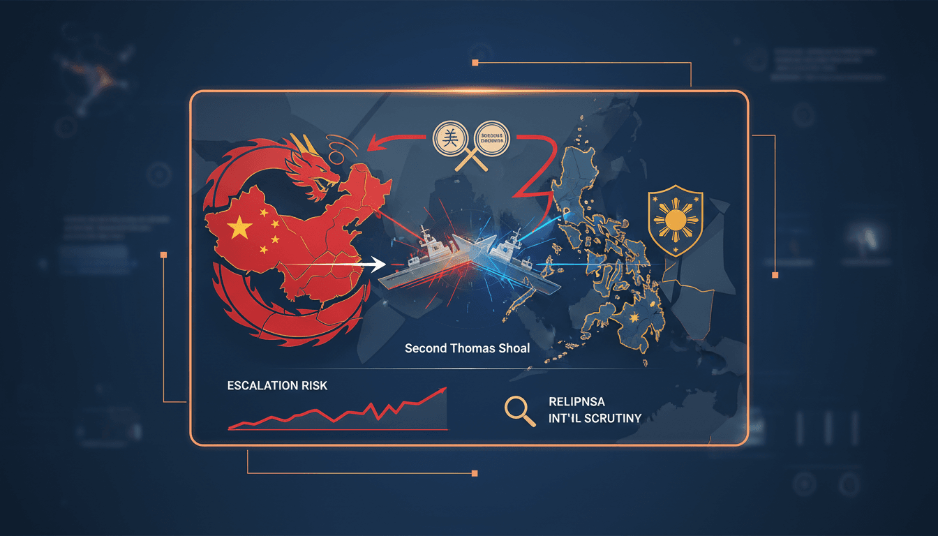 Map highlighting the Second Thomas Shoal and surrounding territorial claims in the South China Sea.