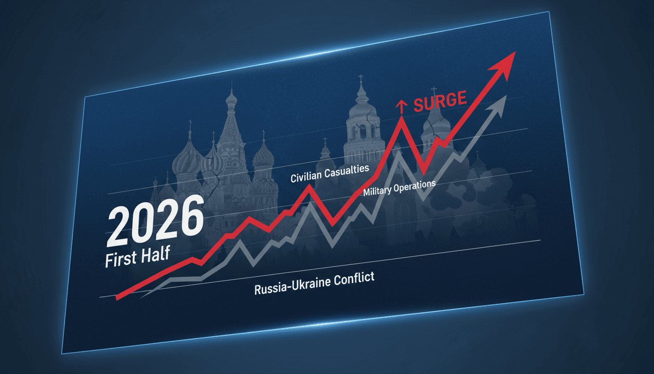 A graphic showing the increase in civilian casualties in the Russia-Ukraine war.