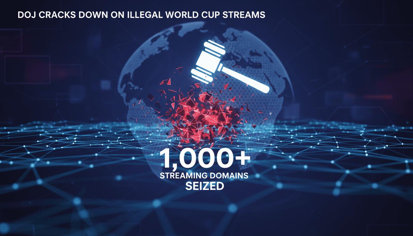 DOJ officials announcing the seizure of illegal streaming domains